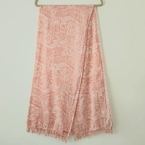 Lacoste Pastel Orange Floral Fringe Hem Wrap  28" × 70" (E9)